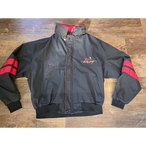 NASCAR Winston Racing Team Jacket Large Black Windbreaker Coat Hoss